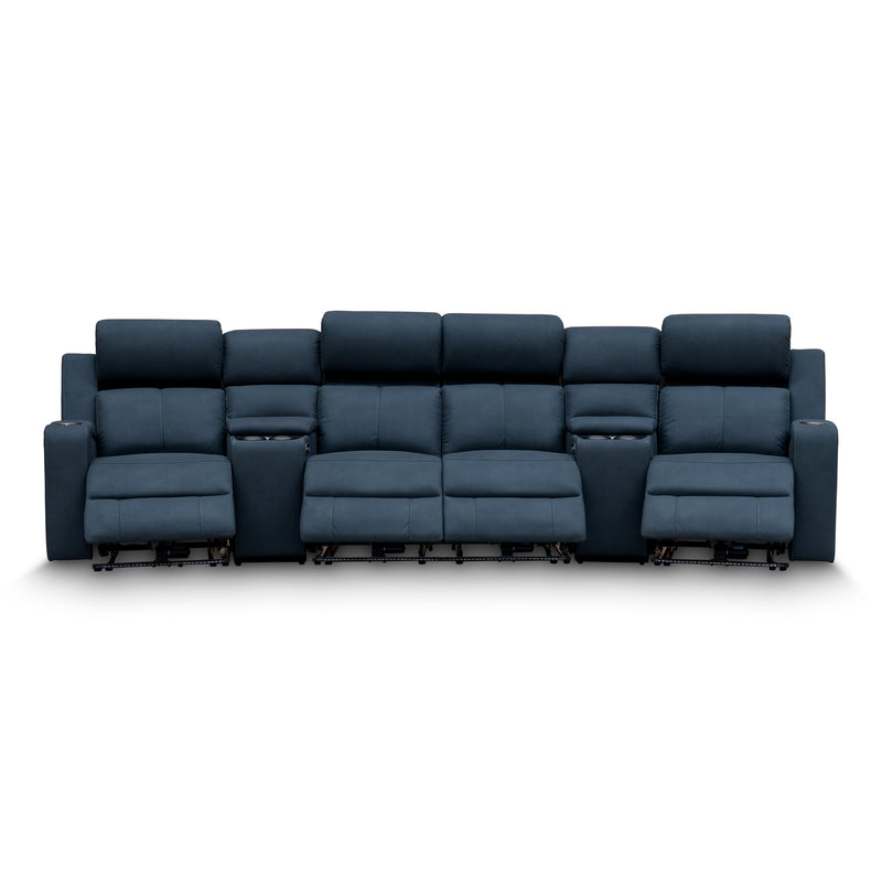 The Xanadu 4 Recliner Dual Motor Electric Theatre Lounge - Black Rhino Suede available to purchase from Warehouse Furniture Clearance at our next sale event.
