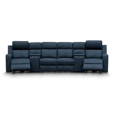 The Xanadu 4 Recliner Dual Motor Electric Theatre Lounge - Black Rhino Suede available to purchase from Warehouse Furniture Clearance at our next sale event.