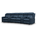 The Xanadu 4 Recliner Dual Motor Electric Theatre Lounge - Black Rhino Suede available to purchase from Warehouse Furniture Clearance at our next sale event.