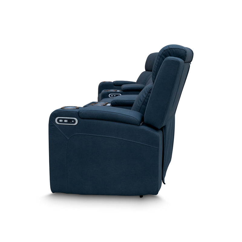 The Xanadu 4 Recliner Dual Motor Electric Theatre Lounge - Black Rhino Suede - Available After 15th November available to purchase from Warehouse Furniture Clearance at our next sale event.