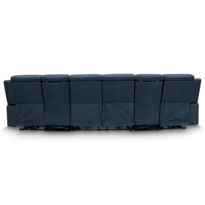 The Xanadu 4 Recliner Dual Motor Electric Theatre Lounge - Black Rhino Suede available to purchase from Warehouse Furniture Clearance at our next sale event.