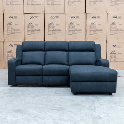 The Xanadu Dual Motor Electric Chaise Lounge - Black Rhino Suede available to purchase from Warehouse Furniture Clearance at our next sale event.