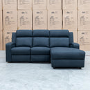 The Xanadu Dual Motor Electric Chaise Lounge - Black Rhino Suede available to purchase from Warehouse Furniture Clearance at our next sale event.