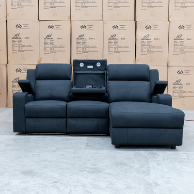 The Xanadu Dual Motor Electric Chaise Lounge - Black Rhino Suede available to purchase from Warehouse Furniture Clearance at our next sale event.