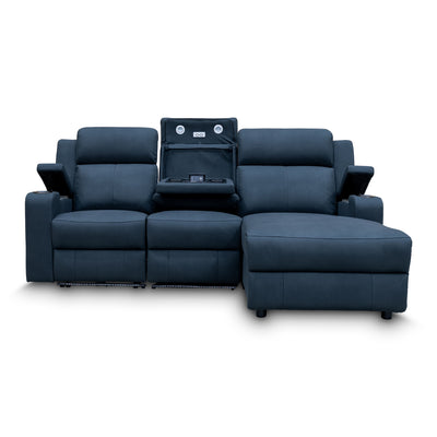 The Xanadu Dual Motor Electric Chaise Lounge - Black Rhino Suede available to purchase from Warehouse Furniture Clearance at our next sale event.