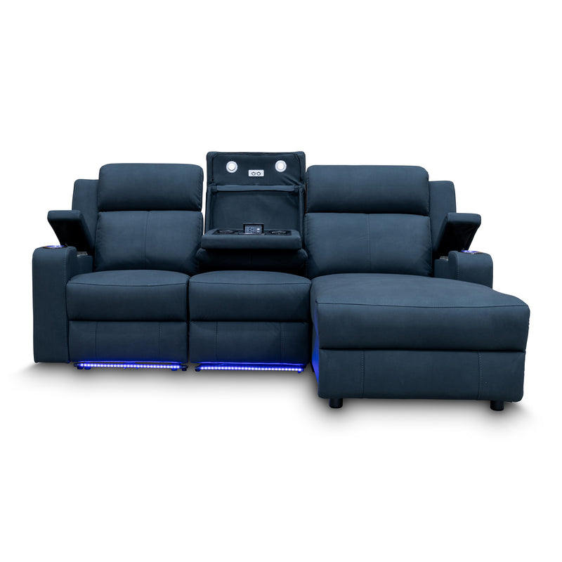 The Xanadu Dual Motor Electric Chaise Lounge - Black Rhino Suede available to purchase from Warehouse Furniture Clearance at our next sale event.