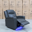 The Xanadu Single Dual Motor Electric Recliner - Storm Leather available to purchase from Warehouse Furniture Clearance at our next sale event.