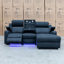 The Xanadu Dual Motor Electric Chaise Lounge - Black Rhino Suede available to purchase from Warehouse Furniture Clearance at our next sale event.