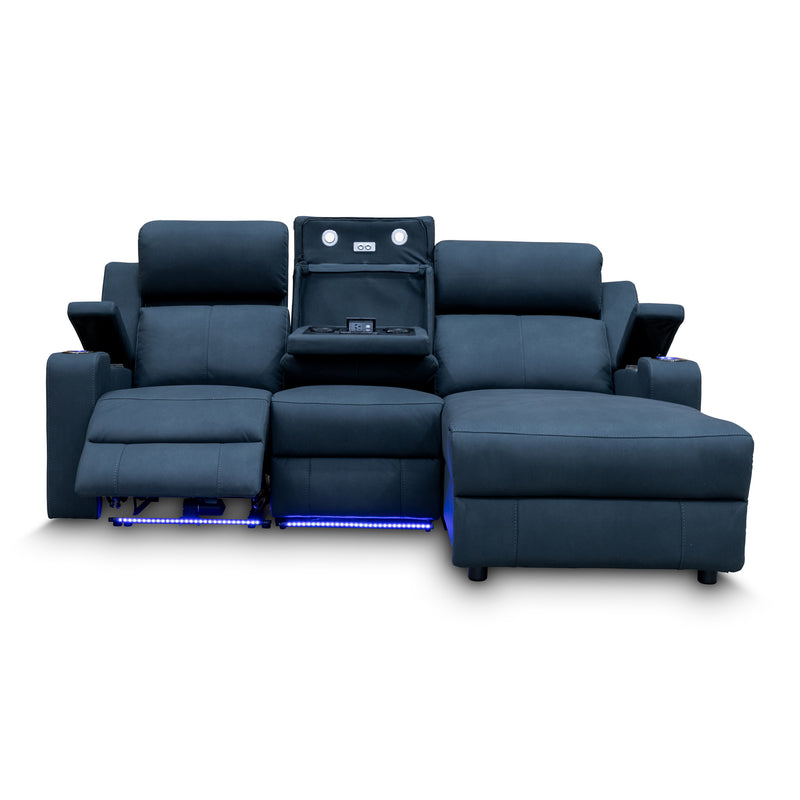 The Xanadu Dual Motor Electric Chaise Lounge - Black Rhino Suede - Available After 15th November available to purchase from Warehouse Furniture Clearance at our next sale event.