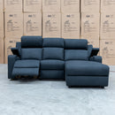 The Xanadu Dual Motor Electric Chaise Lounge - Black Rhino Suede available to purchase from Warehouse Furniture Clearance at our next sale event.