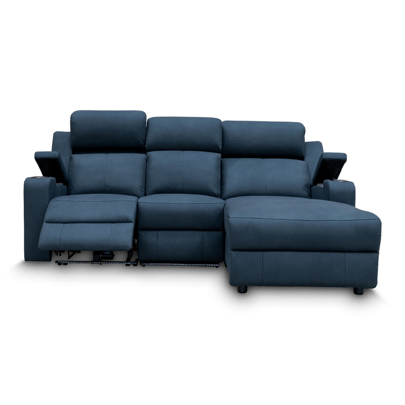 The Xanadu Dual Motor Electric Chaise Lounge - Black Rhino Suede - Available After 15th November available to purchase from Warehouse Furniture Clearance at our next sale event.