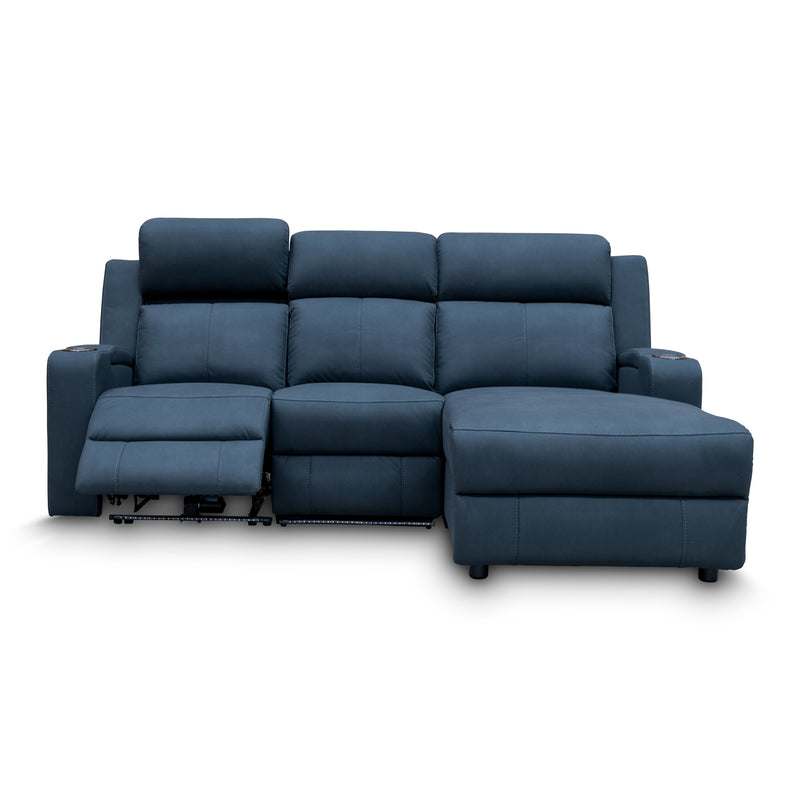 The Xanadu Dual Motor Electric Chaise Lounge - Black Rhino Suede - Available After 15th November available to purchase from Warehouse Furniture Clearance at our next sale event.