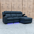 The Xanadu Dual Motor Electric Chaise Lounge - Black Rhino Suede available to purchase from Warehouse Furniture Clearance at our next sale event.