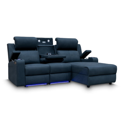 The Xanadu Dual Motor Electric Chaise Lounge - Black Rhino Suede - Available After 15th November available to purchase from Warehouse Furniture Clearance at our next sale event.
