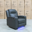 The Xanadu Single Dual Motor Electric Recliner - Storm Leather available to purchase from Warehouse Furniture Clearance at our next sale event.