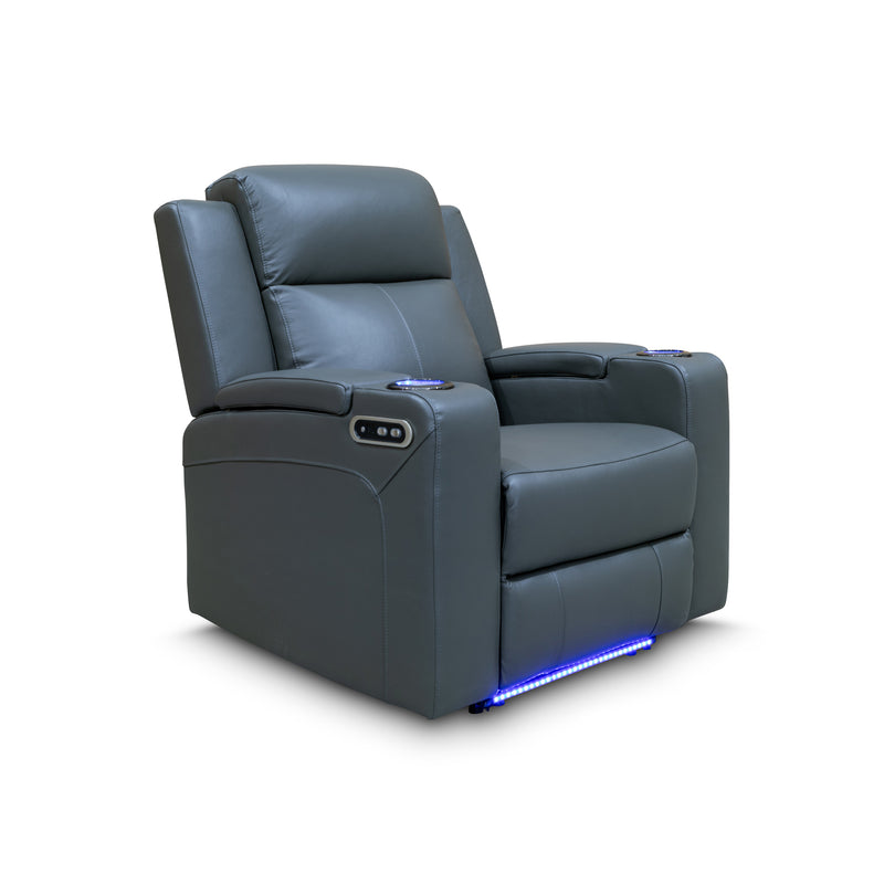 The Xanadu Single Dual Motor Electric Recliner - Storm Leather available to purchase from Warehouse Furniture Clearance at our next sale event.