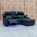 The Xanadu Dual Motor Electric Chaise Lounge - Black Rhino Suede available to purchase from Warehouse Furniture Clearance at our next sale event.