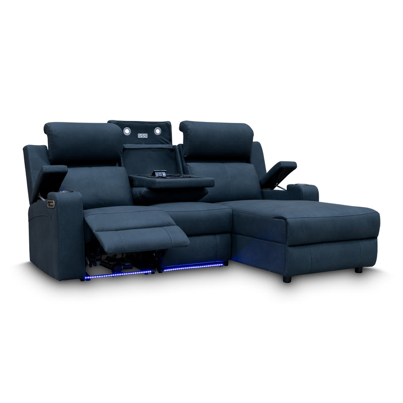 The Xanadu Dual Motor Electric Chaise Lounge - Black Rhino Suede - Available After 15th November available to purchase from Warehouse Furniture Clearance at our next sale event.