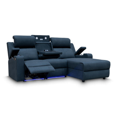 The Xanadu Dual Motor Electric Chaise Lounge - Black Rhino Suede - Available After 15th November available to purchase from Warehouse Furniture Clearance at our next sale event.