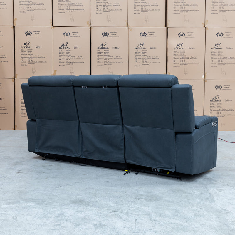 The Xanadu Dual Motor Electric Chaise Lounge - Black Rhino Suede available to purchase from Warehouse Furniture Clearance at our next sale event.