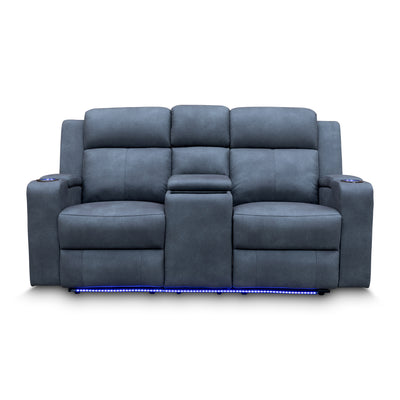 The Xanadu Two Seater Dual Motor Electric Recliner Theatre - Light Grey Rhino Suede available to purchase from Warehouse Furniture Clearance at our next sale event.