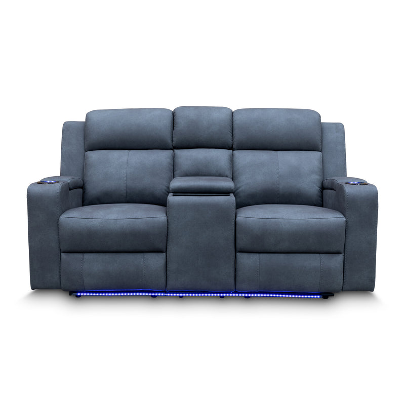 The Xanadu Two Seater Dual Motor Electric Recliner Theatre - Light Grey Rhino Suede available to purchase from Warehouse Furniture Clearance at our next sale event.