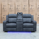 The Xanadu Two Seater Dual Motor Electric Recliner Theatre - Light Grey Rhino Suede available to purchase from Warehouse Furniture Clearance at our next sale event.