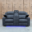 The Xanadu Two Seater Dual Motor Electric Recliner Theatre - Light Grey Rhino Suede available to purchase from Warehouse Furniture Clearance at our next sale event.