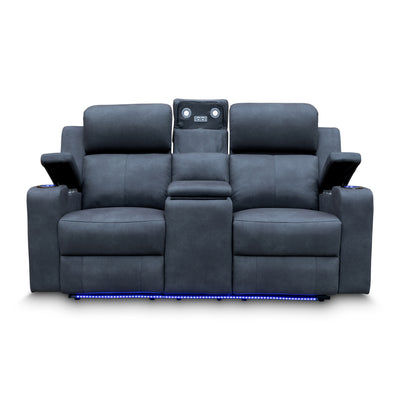 The Xanadu Two Seater Dual Motor Electric Recliner Theatre - Light Grey Rhino Suede available to purchase from Warehouse Furniture Clearance at our next sale event.