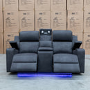 The Xanadu Two Seater Dual Motor Electric Recliner Theatre - Light Grey Rhino Suede available to purchase from Warehouse Furniture Clearance at our next sale event.
