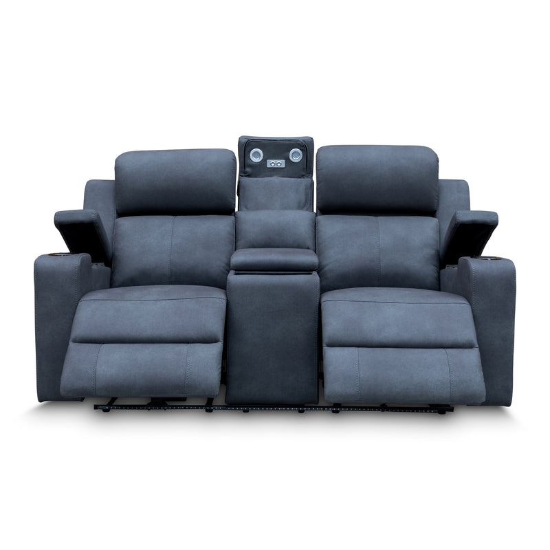 The Xanadu Two Seater Dual Motor Electric Recliner Theatre - Light Grey Rhino Suede available to purchase from Warehouse Furniture Clearance at our next sale event.
