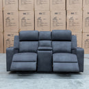 The Xanadu Two Seater Dual Motor Electric Recliner Theatre - Light Grey Rhino Suede available to purchase from Warehouse Furniture Clearance at our next sale event.