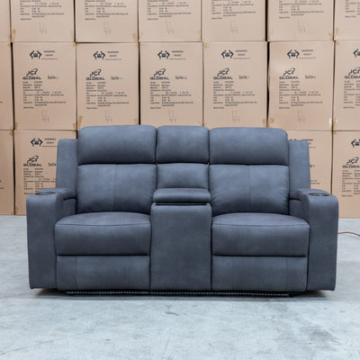 The Xanadu Two Seater Dual Motor Electric Recliner Theatre - Light Grey Rhino Suede available to purchase from Warehouse Furniture Clearance at our next sale event.
