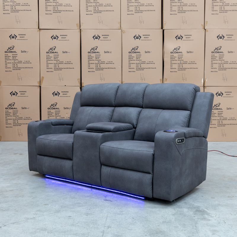 The Xanadu Two Seater Dual Motor Electric Recliner Theatre - Light Grey - Available After 15th November available to purchase from Warehouse Furniture Clearance at our next sale event.