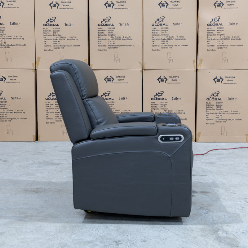The Xanadu Single Dual Motor Electric Recliner - Storm Leather available to purchase from Warehouse Furniture Clearance at our next sale event.