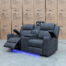 The Xanadu Two Seater Dual Motor Electric Recliner Theatre - Light Grey Rhino Suede - Available After 15th November available to purchase from Warehouse Furniture Clearance at our next sale event.