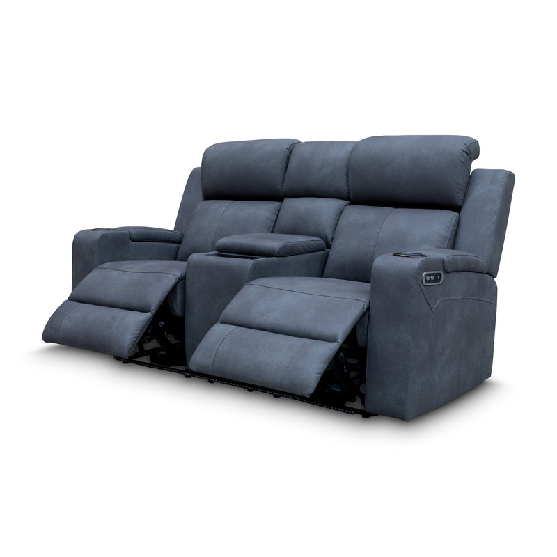 The Xanadu Two Seater Dual Motor Electric Recliner Theatre - Light Grey Rhino Suede - Available After 15th November available to purchase from Warehouse Furniture Clearance at our next sale event.