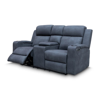 The Xanadu Two Seater Dual Motor Electric Recliner Theatre - Light Grey Rhino Suede - Available After 15th November available to purchase from Warehouse Furniture Clearance at our next sale event.