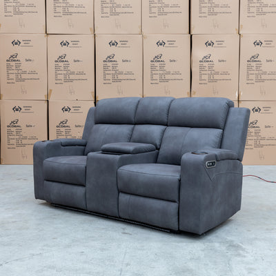 The Xanadu Two Seater Dual Motor Electric Recliner Theatre - Light Grey Rhino Suede - Available After 15th November available to purchase from Warehouse Furniture Clearance at our next sale event.