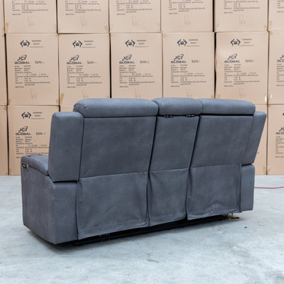 The Xanadu Two Seater Dual Motor Electric Recliner Theatre - Light Grey Rhino Suede - Available After 15th November available to purchase from Warehouse Furniture Clearance at our next sale event.
