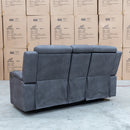 The Xanadu Two Seater Dual Motor Electric Recliner Theatre - Light Grey Rhino Suede - Available After 15th November available to purchase from Warehouse Furniture Clearance at our next sale event.