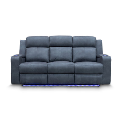 The Xanadu Three Seater Dual Motor Electric Recliner Lounge - Light Grey Rhino Suede available to purchase from Warehouse Furniture Clearance at our next sale event.
