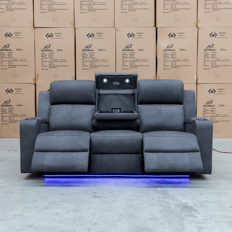 The Xanadu Three Seater Dual Motor Electric Recliner Lounge - Light Grey available to purchase from Warehouse Furniture Clearance at our next sale event.