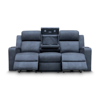 The Xanadu Three Seater Dual Motor Electric Recliner Lounge - Light Grey Rhino Suede available to purchase from Warehouse Furniture Clearance at our next sale event.