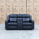 The Xanadu Two Seater Dual Motor Electric Recliner Theatre - Black Leather available to purchase from Warehouse Furniture Clearance at our next sale event.