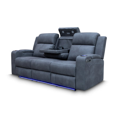 The Xanadu Three Seater Dual Motor Electric Recliner Lounge - Light Grey Rhino Suede - Available After 6th September available to purchase from Warehouse Furniture Clearance at our next sale event.