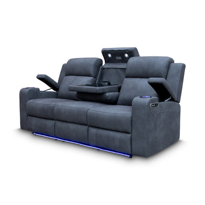 The Xanadu Three Seater Dual Motor Electric Recliner Lounge - Light Grey Rhino Suede - Available After 6th September available to purchase from Warehouse Furniture Clearance at our next sale event.