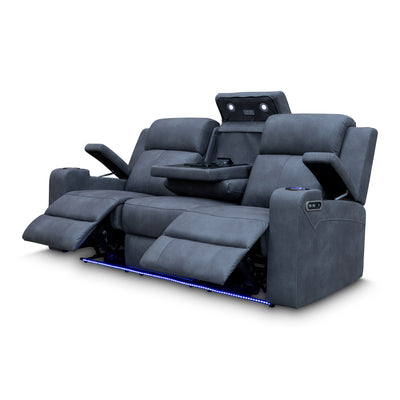 The Xanadu Three Seater Dual Motor Electric Recliner Lounge - Light Grey Rhino Suede - Available After 6th September available to purchase from Warehouse Furniture Clearance at our next sale event.
