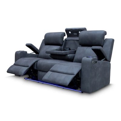 The Xanadu Three Seater Dual Motor Electric Recliner Lounge - Light Grey Rhino Suede - Available After 6th September available to purchase from Warehouse Furniture Clearance at our next sale event.