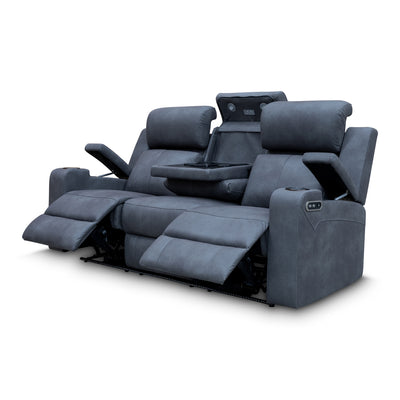 The Xanadu Three Seater Dual Motor Electric Recliner Lounge - Light Grey Rhino Suede - Available After 6th September available to purchase from Warehouse Furniture Clearance at our next sale event.